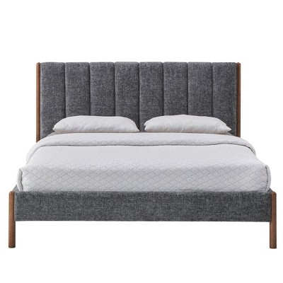 Omax Decor,Exton Upholstered Platform Queen Bed in Dark Gray Fabric