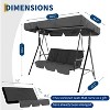 3-Seater Outdoor Porch Swing Chair with Adjustable Canopy, Heavy-Duty Steel Frame, 600 Lb Capacity, Weatherproof Cushions - 2 of 4