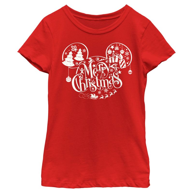 Girl's Disney Mickey and Friends Mousey Christmas T-Shirt, 1 of 6