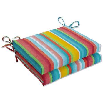 Set of 2 Outdoor/Indoor Squared Corners Seat Cushions Dina - Pillow Perfect