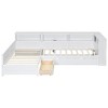 Luxystar Wood Twin Size L-shaped Platform Bed with Trundle, built-in 5 storage shelves, Drawer and Charging Station - 4 of 4