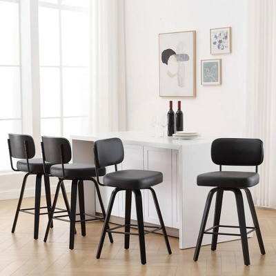 Bekrvio 26'' Swivel Counter Height Bar Stools, Upholstered Faux Leather