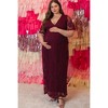 Pinkblush PinkBlush Burgundy Lace Mesh Overlay Plus Maternity Maxi Dress - 4 of 4