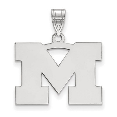Black Bow Jewelry 10k White Gold Michigan Wolverines NCAA Medium Pendant