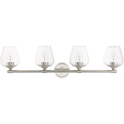 Willow Brushed Nickel 4-Light Vanity with Clear Glass Shades