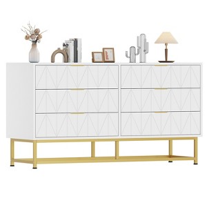 Modern 6 Drawer Dresser,Modern Dresser Chest with Wide Drawers and Metal Handles,Wood Storage Chest of Drawers for Bedroom,Living - 1 of 4
