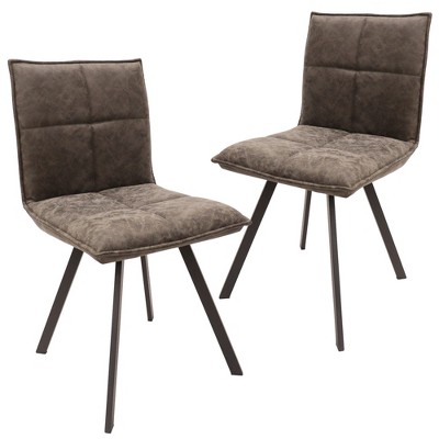 LeisureMod Wesley Modern PU Leather Dining Chair with Metal Legs - Black Frame - Mid-Century Accent Seating, Set of 2