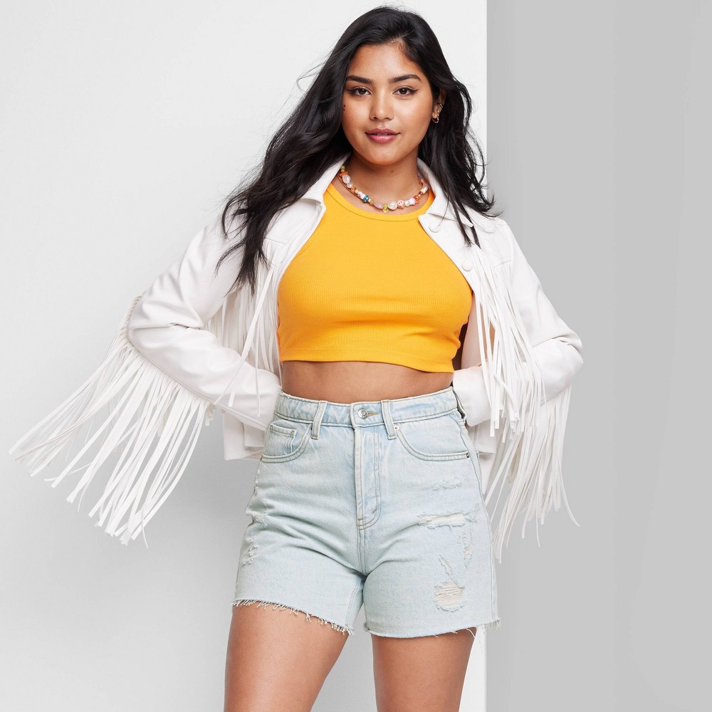 Women's High-Rise Cutoff Midi Jean Shorts - Wild Fable™ Light Wash 6
