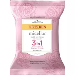 Burt's Bees Facial Cleansing Towelettes Micellar Rose Makeup Removing - 30ct