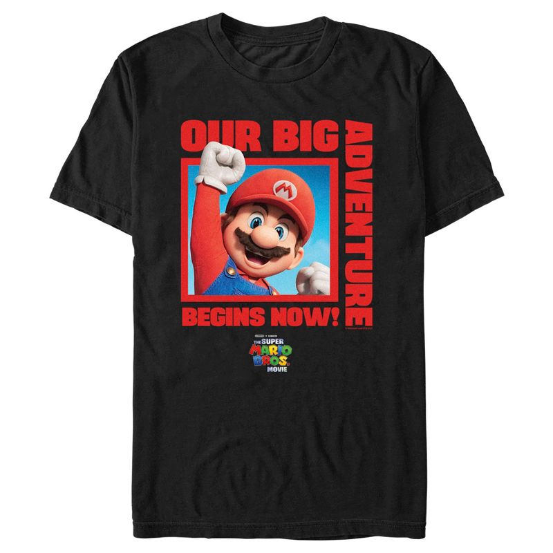 Men's The Super Mario Bros. Movie Mario Our Big Adventure Begins Now Red T-Shirt, 1 of 6