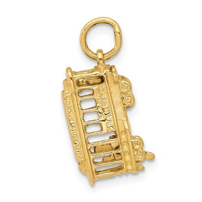 Black Bow Jewelry 14k Yellow Gold 3D Vertical Cable Car Charm