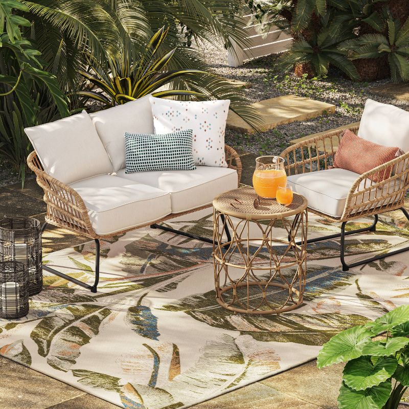 Cavendish Canary Tapestry Rectangular Woven Outdoor Area Rug Multicolor Naturals - Threshold™, 3 of 6