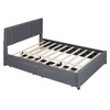 Classic Headboard Upholstered Platform Bed with Storage and Twin Trundle - 3 of 4