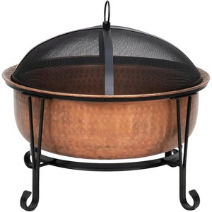 Fire Sense 62665 Palermo Copper Fire Pit – 26.5" Wood-Burning Outdoor Firepit with Steel Stand, Mesh Screen, Grate, Lift Tool & Vinyl Cover - 1 of 4