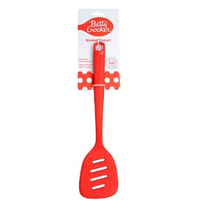Betty Crocker Silicone 14 Inch Slotted Turner, Red - 1 of 4