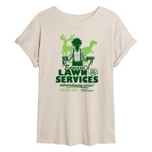 Women's - Edward Scissorhands - Edwards Lawn Services Oversized Graphic T-Shirt - 1 of 4
