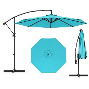Tangkula 10 FT Patio Offset Umbrella w/ X-shaped Base Infinite Tile & 360° Rotation - 1 of 4