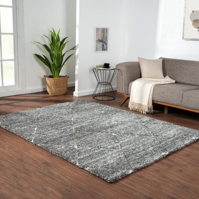 LunaLulinlk Trellis Area Rug in Grey and Cream