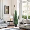 Artificial Boxwood Topiary Trees, Cone Shape Fake Plant with Modern Black Planter, Set of 2 - 3 of 4