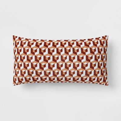 10"x20" Overlay Geometric Outdoor Lumbar Pillow - Threshold™