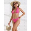 INSPIRE CHIC Women's Halter Ribbed Bikini Sets Wide Strap Tie Back Triangle Bottoms Swimwear Bathing Suits 2 Pieces - 4 of 4