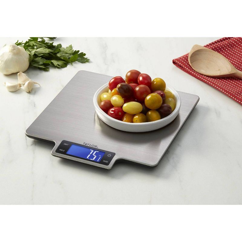 Taylor 22lb Stainless Steel Platform Kitchen Food Scale Gray, 3 of 8
