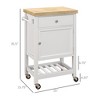 Aghana Digitals Mobile Kitchen Cart with Rubberwood Top, Drawer, Wine Rack, Cabinet & Towel Rack - - 3 of 4