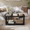 2 Tier Coffee Table, 39.4'' Wood Coffee Table with Storage Shelf, Rectangle Side End Table, Accent Center Table for Living Room Home Office Black - 4 of 4