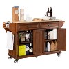 ORRD Kitchen Island with Rubber Wood Countertop, 5 Wheel Cart with Storage Cabinet & Drawers for Dining Room，Grey - 4 of 4