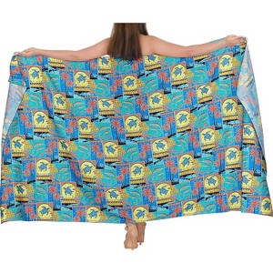 LA LEELA Women's Swimwear Cover up Wrap Sarong Wraps Long Beachwear Swimsuit Vacation Skirts One Size Yellow, Leaf - 1 of 4