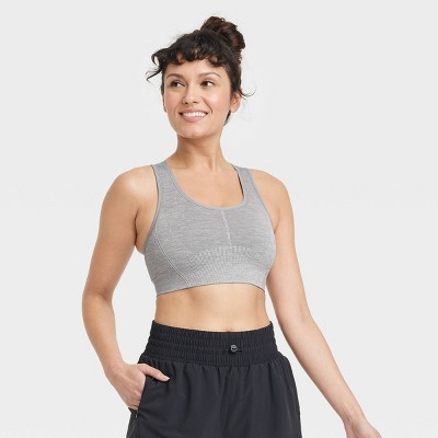 Women's Medium Support Seamless Zip-Front Sports Bra - All In Motion™  Heathered Gray S