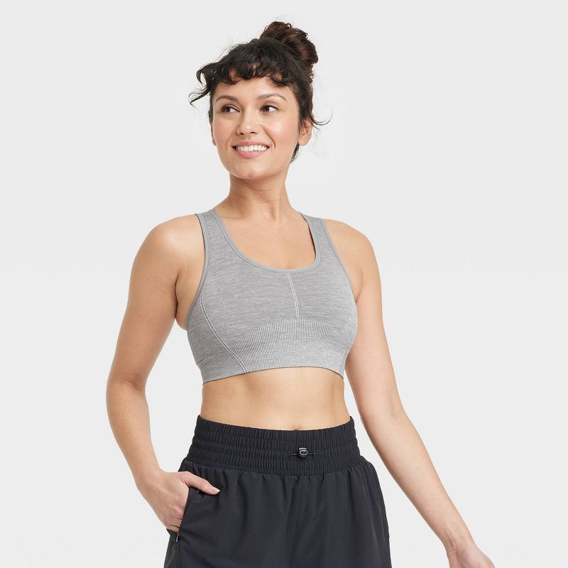 Women's Seamless Medium Support Racerback Sports Bra - All In Motion™, 1 of 7