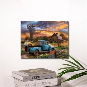 1 Piece Canvas Painting with Wood Frame, Ready to Hang, Rustic Blue Truck and Barn Wall Art - Wood Fiberboard Canvas Painting - Waterproof Frame - 1 of 4