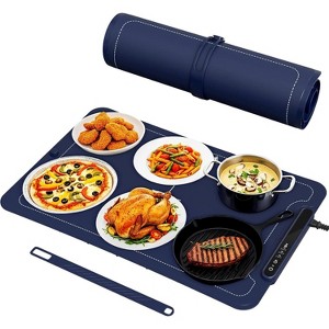 Blue Electric Food Warmer Mat – Adjustable 3-Level Silicone Heating Tray with Timer & Safety Lock for Family Meals - 1 of 4