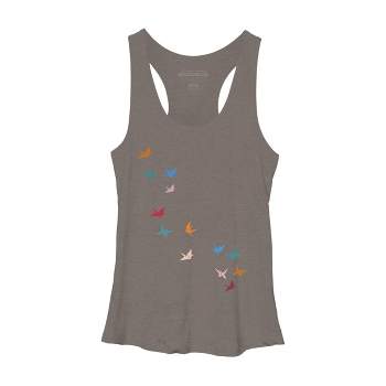Women's Design By Humans Flying Paper Cranes Birds By Magnussons Racerback Tank Top