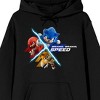 Sonic Movie 3 Brains Brawn Speed Women's Black Long Sleeve Hooded Sweatshirt - 3 of 4