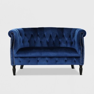 Milani Scroll Arm Loveseat Navy Blue - Christopher Knight Home