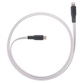 Ventev - Chargesync Flat Rapid USB C To Apple Lightning Cable Compatible With iPhone 14 & Earlier - 3ft - WHITE
