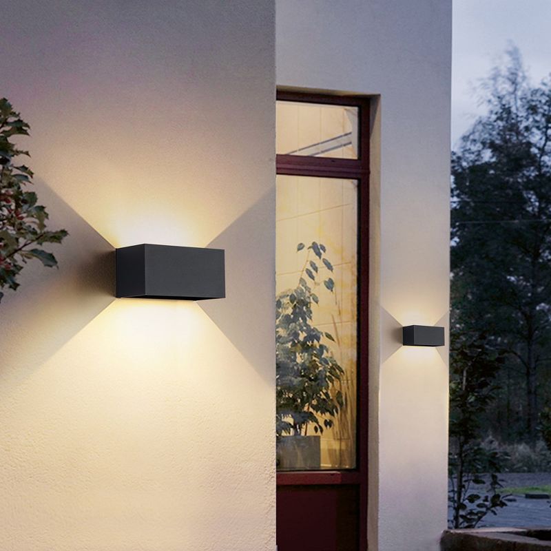 C Cattleya 4-Light Matte Black Aluminum Rectangular LED Outdoor Wall Sconce with Adjustable Light Beam, 5 of 7
