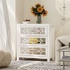 Famapy Modern Glam White Nightstand,3 Mirror - Front Drawers with Decorative Cutouts & Metal Knobs,End Table/Coffee Table - 4 of 4