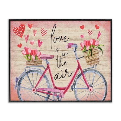 Stupell Industries Love In The Air Tulip Bike Basket Black Framed Giclee Art