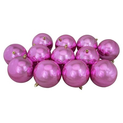 Northlight 12ct Shiny Pink Shatterproof Christmas Ball Ornaments 4" (100mm)