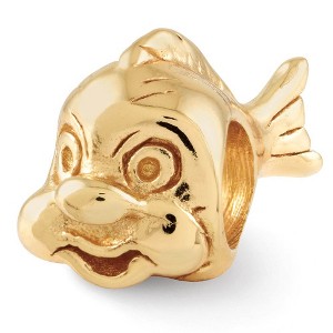 Black Bow Jewelry Animated Fish Bead Charm in 14k Yellow Gold Plated Sterling Silver - 1 of 4