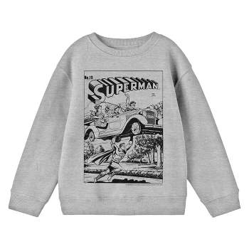 Superman Comic Cover No. 19 Crew Neck Long Sleeve Athletic Heather Youth Tee