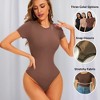 Sol Living Women's Bodysuit Seamless Casual Going Out Top Shirt Breathable Tops Tummy Control Shapewear Stretchy Basic Body Suits T Shirt Crew Neck - 3 of 4