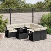 vidaXL Patio Sofa Set with Cushions Outdoor Furniture 9 Piece Poly Rattan - Black and Cream - 2 of 4