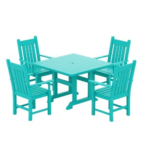 WestinTrends 5 Piece Outdoor Patio Dining Set Outdoor Square Table and Armchair Set - 1 of 2