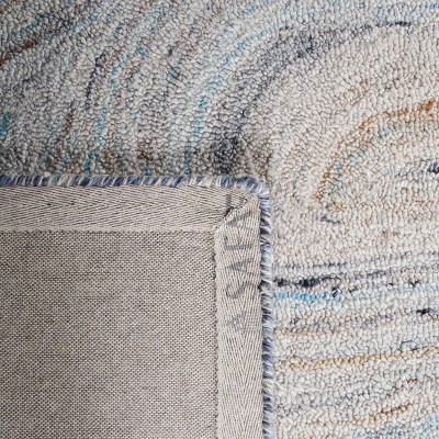 Abstract Blue and Beige Hand-Tufted Wool Area Rug