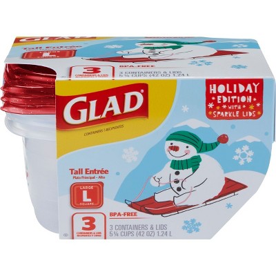 Glad Holiday Edition Tall Entrée Food Storage Containers - 3ct