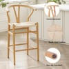 Sapphtopaz Modern Counter Height Bar Stools 1pc, Fully Assembled Wishbone Bar Stools with Weave Rattan for Kitchen Island - 4 of 4